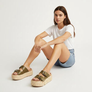 Clergerie Olive Green Platform Sandals - Size 36.5/US 6
